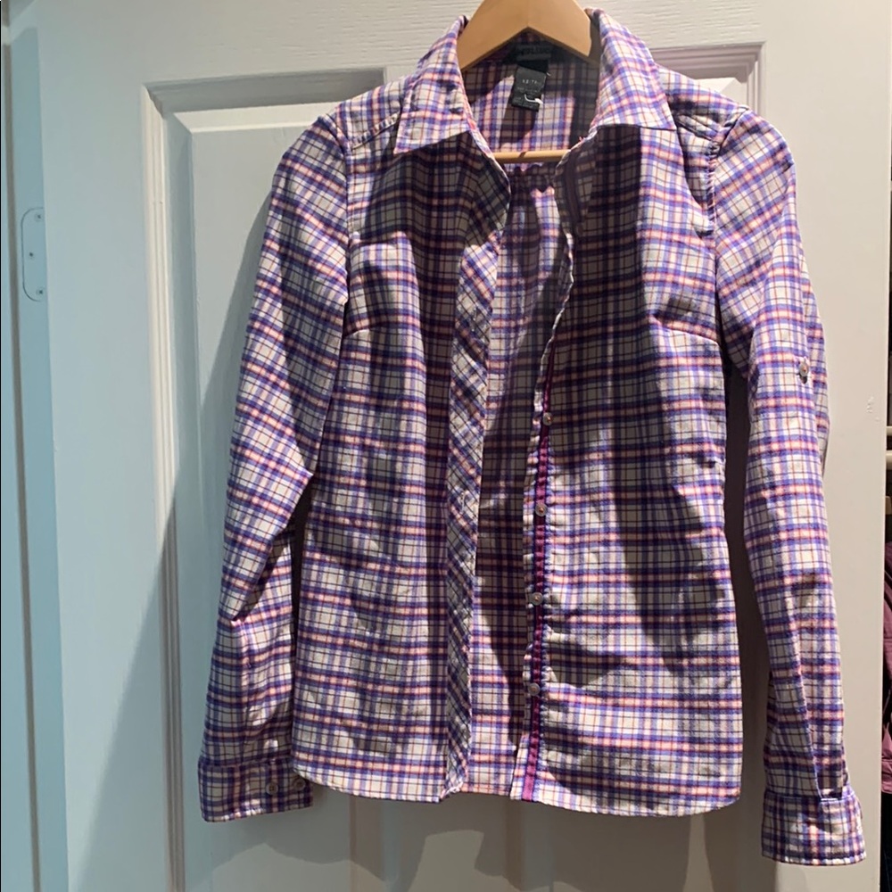 Marmot purple and orange/Red Plaid Shirt